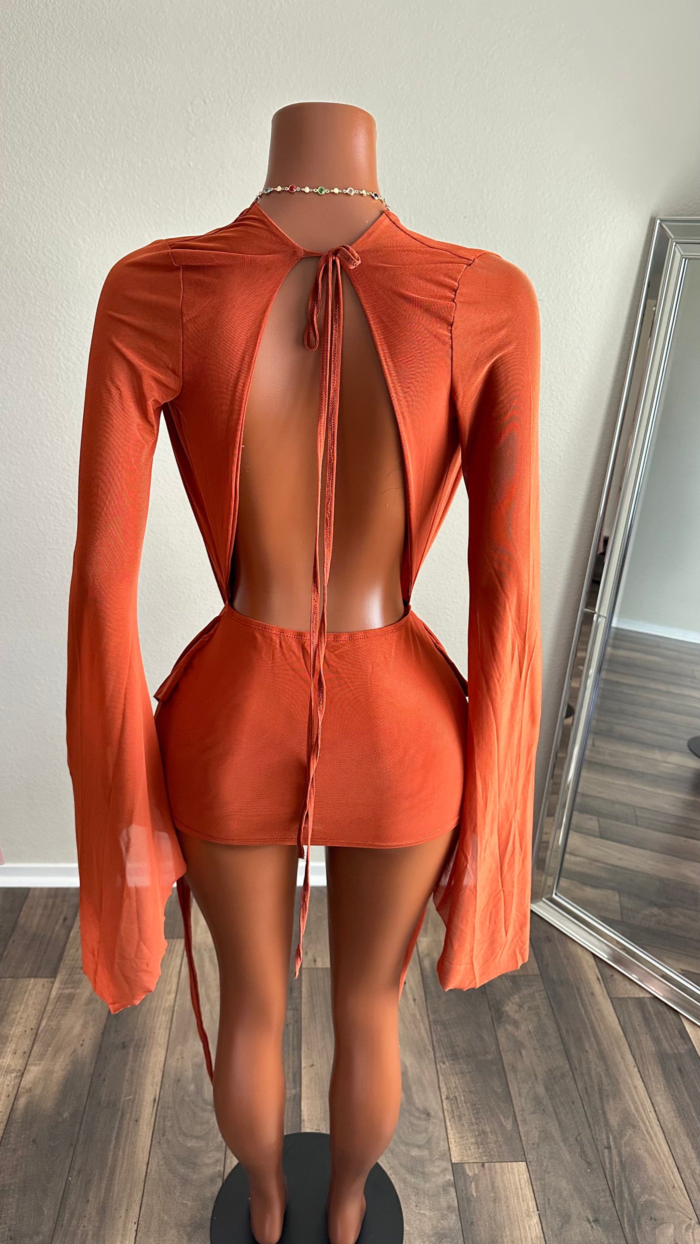 SECRET OBSESSION MESH DRESS (RUST) Couture For You