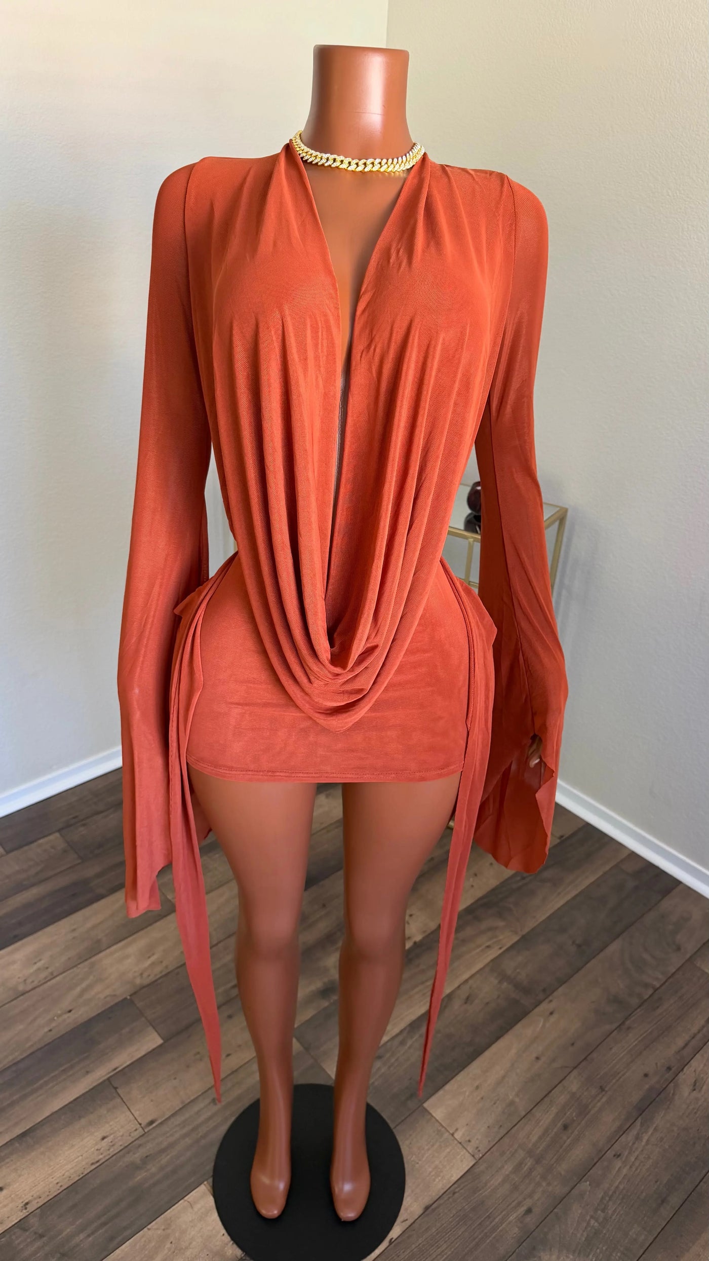 SECRET OBSESSION MESH DRESS (RUST) Couture For You