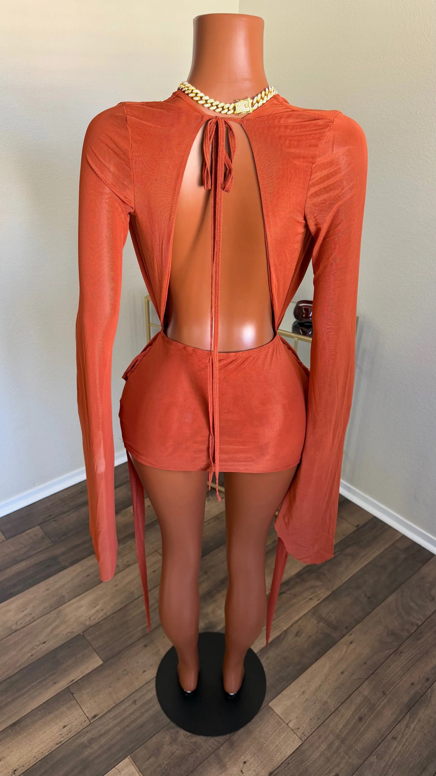 SECRET OBSESSION MESH DRESS (RUST) Couture For You