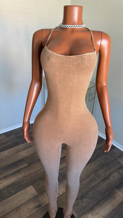 TAKING THE DAY OFF JUMPSUIT JACKET SET (TAN) Couture For You