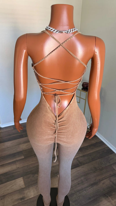 TAKING THE DAY OFF JUMPSUIT JACKET SET (TAN) Couture For You
