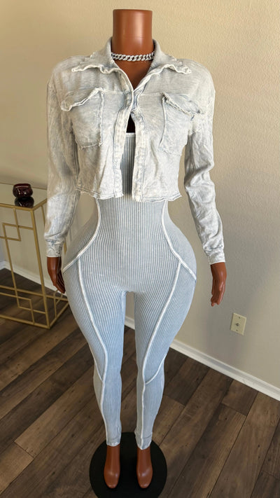 THE RIGHT MOMENT JUMPSUIT SET (GRAY) Couture For You