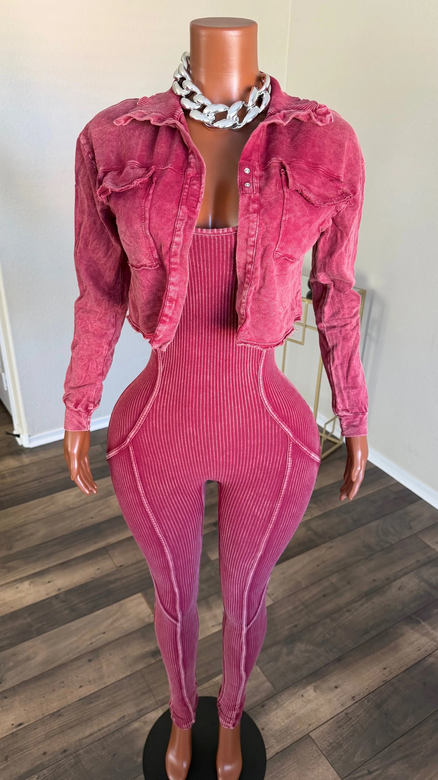 THE RIGHT TIME JUMPSUIT SET (BURGUNDY) Couture For You