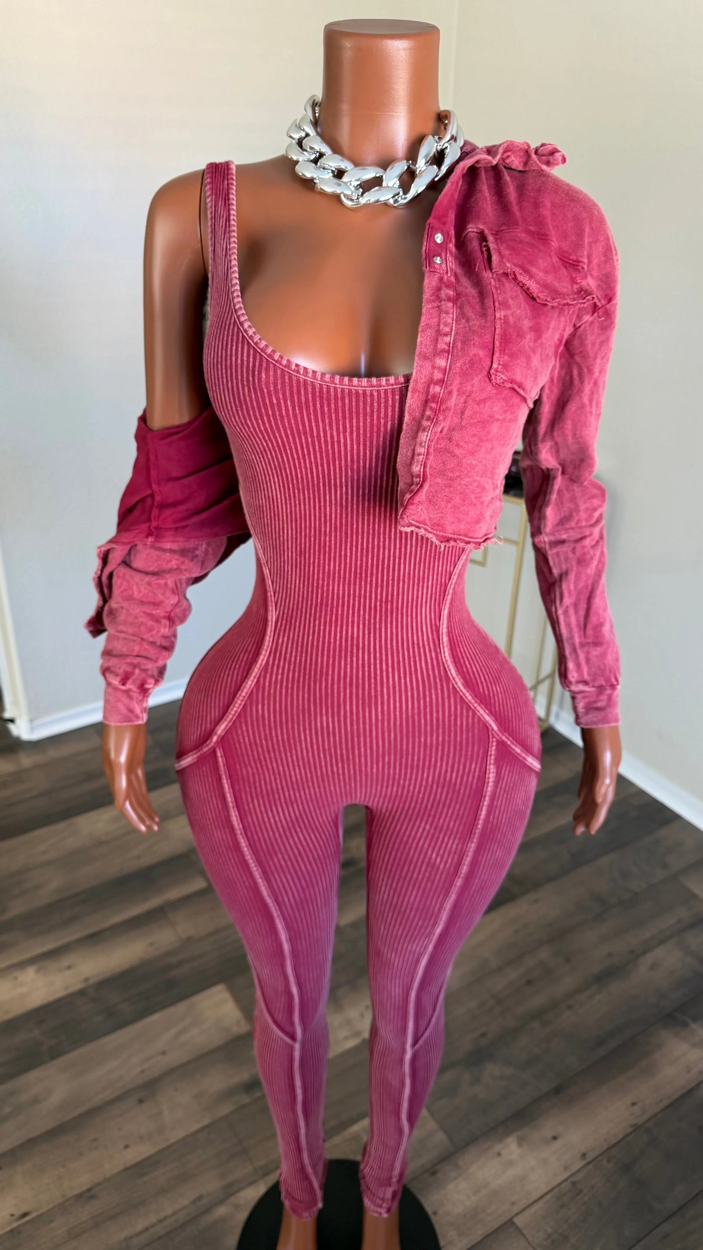 THE RIGHT TIME JUMPSUIT SET (BURGUNDY) Couture For You