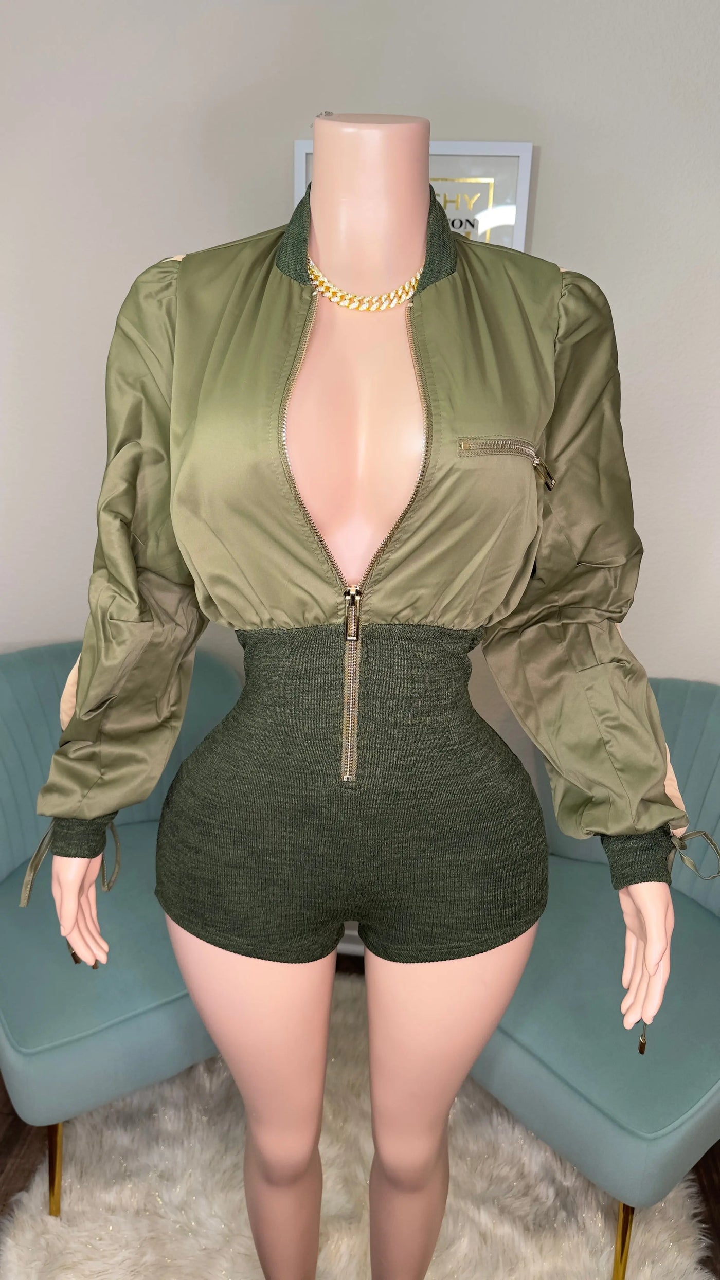 TRADING PLACES ROMPER (OLIVE) Couture For You